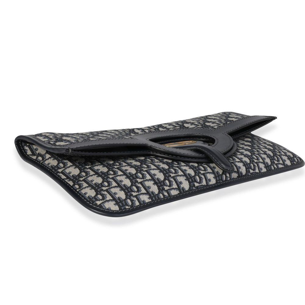 Dior Blue Oblique Jacquard Fold Over Clutch - Picture 6 of 7